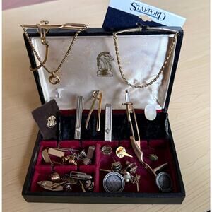 Vintage Men’s Gold Tone Accessories Lot | Tie Clips, Cufflinks, Pins, and more